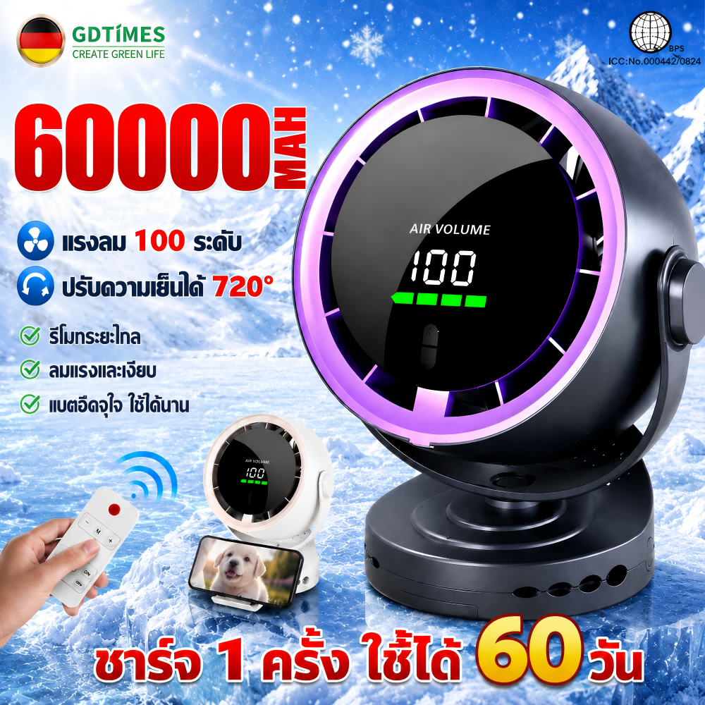 【ไม่ร้อนแม้40°】พัดลมตั้งโต๊ะ พัพัดลมแบบพกพา ปรับได้100ระดับ ลมแรง เสียงเบา จอแสดงผลแบต LED พัดลมไร้สาย พัดลมแคมป์ปิ้ง