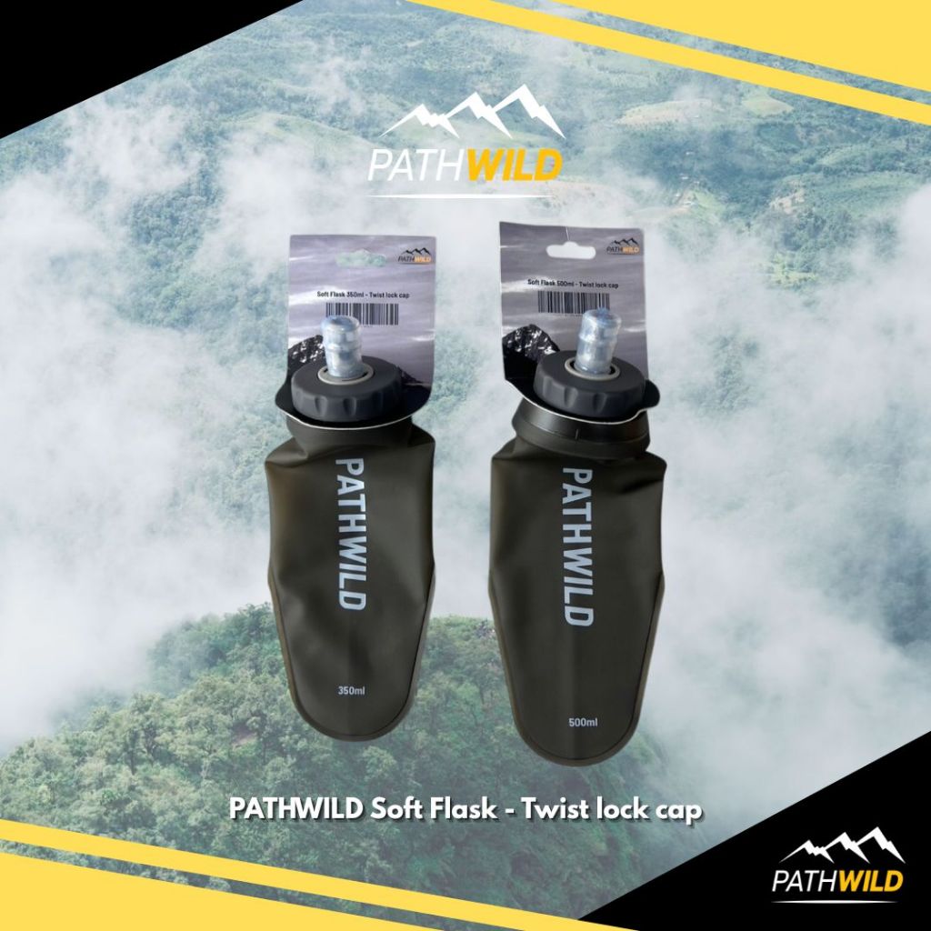 PATHWILD Soft Flask 300 / 500ml - Twist lock cap ขวดน้ำนิ่ม ใส่เป้น้ำ ใส่กระเป๋า พับเก็บเล็กได้ น้ำหนักเบา ปากกว้าง