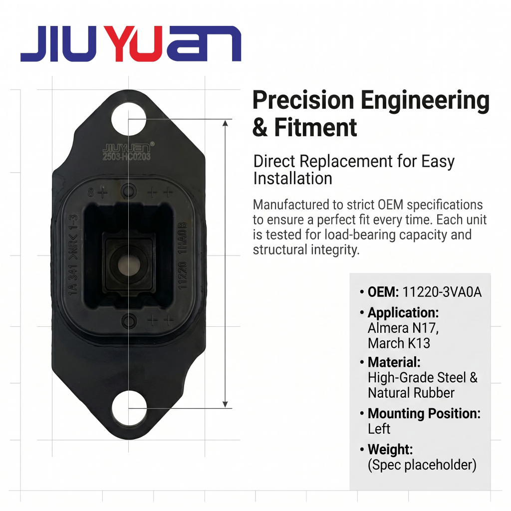 JIUYUAN ยางแท่นเครื่องหน้าซ้าย NISSAN MARCH K13, ALMERE N17, Versa 11220-3VA0A (11220-1HA0B)
