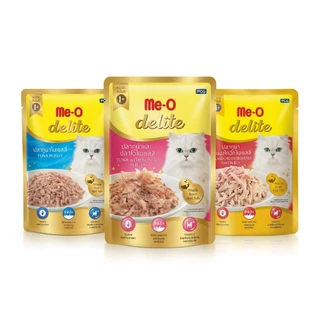 Me-O Delite 70g อาหารเปียกแมว มีโอ ดีไลท์ แบบซอง 12/48ซอง รสอร่อย Petus Kingkaew