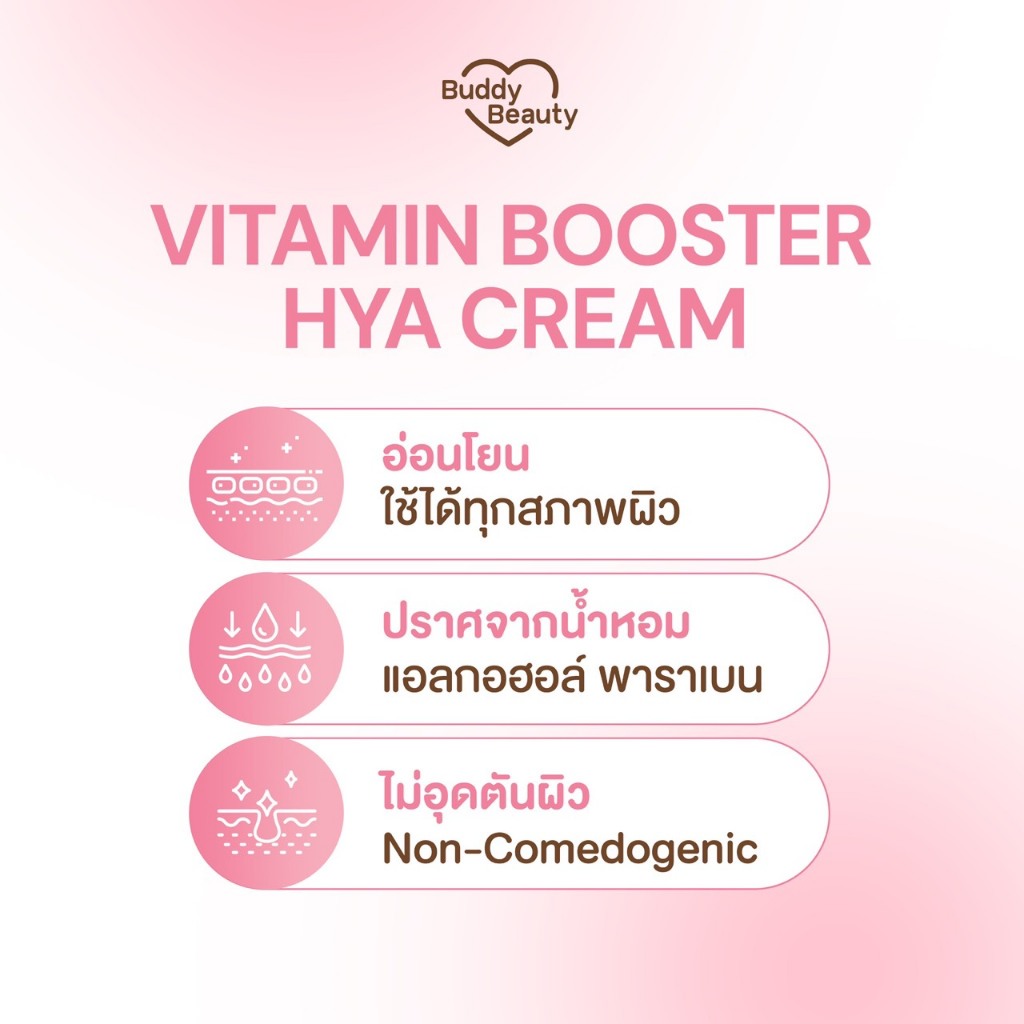 ครีมโสมบัดดี้ วิตามินบูสเตอร์ไฮยา BUDDY VITAMIN BOOSTER HYA CREAM ขนาด 5 g. ราคา ถูกที่สุด ดีลบีเคเค แกลเลอรีภาพที่ 6
