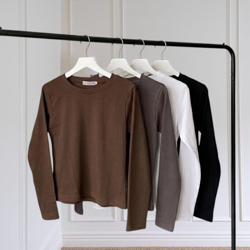 V15-เสื้อยืดเบสิคคอกลม แขนยาว
