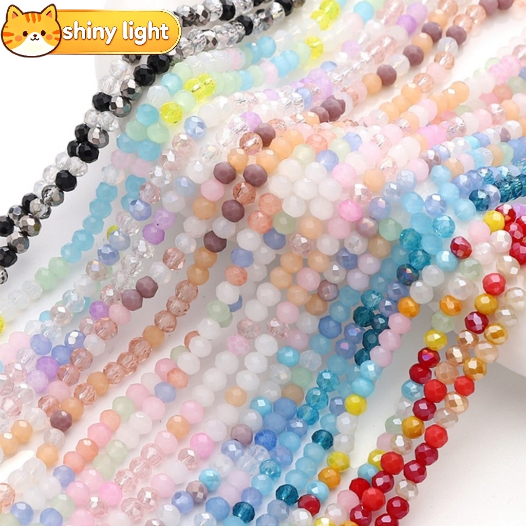 ลูกปัดคริสตัลเจียระไนทรงกลมหลากสี 3 มม. 120 ชิ้นต่อแพ็ค อุปกรณ์ DIY ทำสร้อยข้อมือ สร้อยคอ เครื่องประดับ