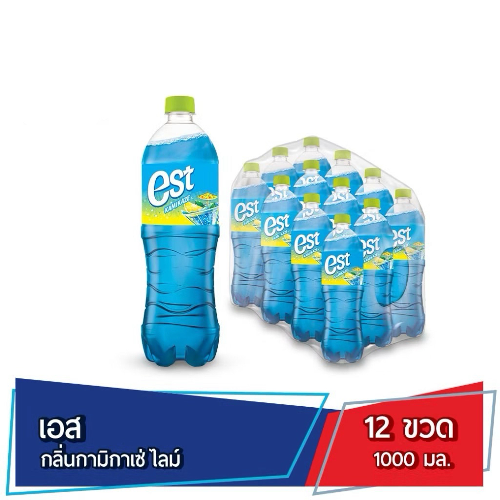 est  Kamikaze Lime เอส น้ำอัดลม กามิกาเซ่ ไลม์ 1 ลิตร x 12 ขวด