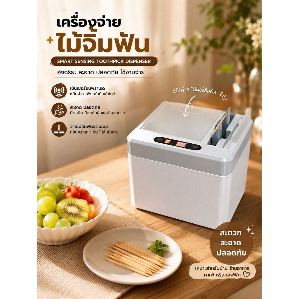 💕🎉 เครื่องจ่ายไม้จิ้มฟันอัตโนมัติ งดกด งดเขย่า ไฮเทคสุด