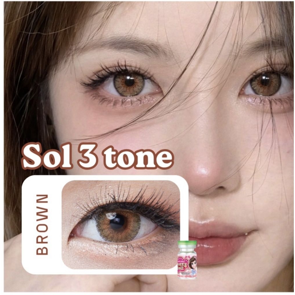 คอนแทคเลนส์ มี อย.ไทย รุ่น Sol 3 tone สีเทา/ตาล Gray/Brown มีค่าสายตา (0.00)-(-7.50) รายเดือน