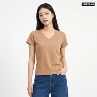 Yuedpao Ultrasoft Non-Iron 2026 (Women) - V Neck เสื้อยืดคอวีผู้หญิง สีพื้น ผ้านุ่ม ใส่สบาย ไม่ต้องรีด Set Lava