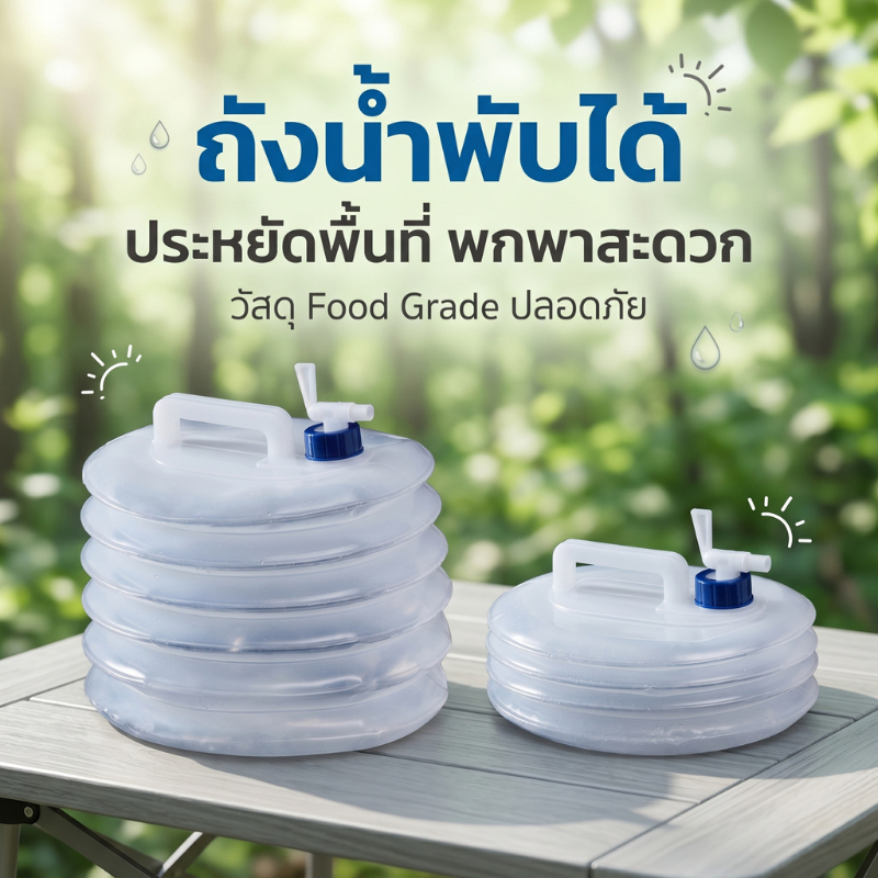ส่งจากกรุงเทพ 24ชม ถังเก็บน้ำพับได้ 5L/10L/15L มีก็อกหูหิ้ว พกพาสะดวก ใช้ตั้งแคมป์กลางแจ้ง