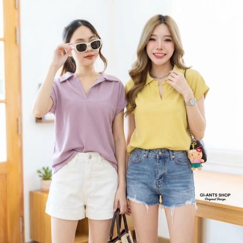 GI-ANTS (หน้าผ้า 42") เสื้อยืดคอปกเจาะวีแขนเบิ้ล