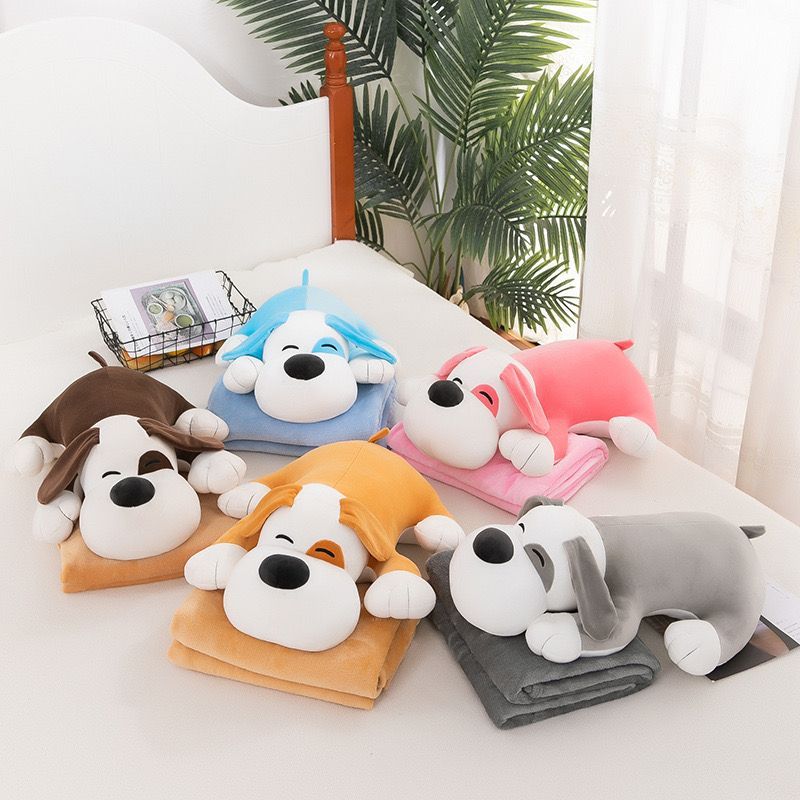 หมอนตุ๊กตา + ผ้าห่ม หมอนตุ๊กตาน่ารักๆ พร้อมผ้าห่ม เหมาะสำหรับของขวัญให้เด็กๆ ผ้าห่มขนาด100x160cm. พกพาสะดวก มีพร้อมส่ง 🚙