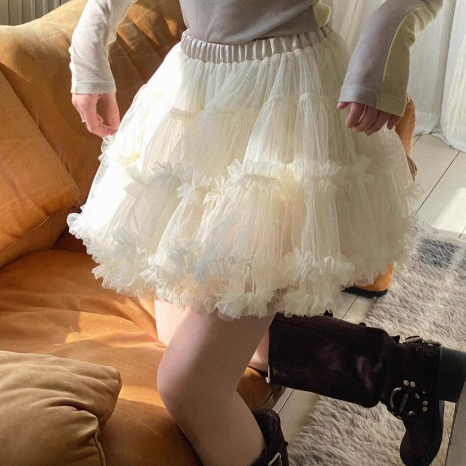 พร้อมส่งLameiStore 2026 กระโปรงบัลเล่ต์ลูกไม้หรูหรา รูปที่ 4