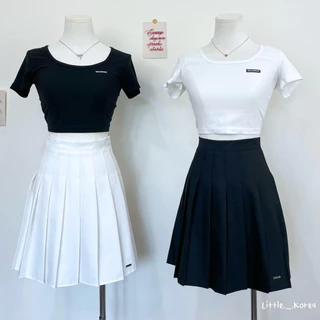 LITTLE KOREA - รุ่น Ester ยาว 18.5” 12 สี XS-3XL เอว 23” ถึง 33” กระโปรงเทนนิส มีซับใน