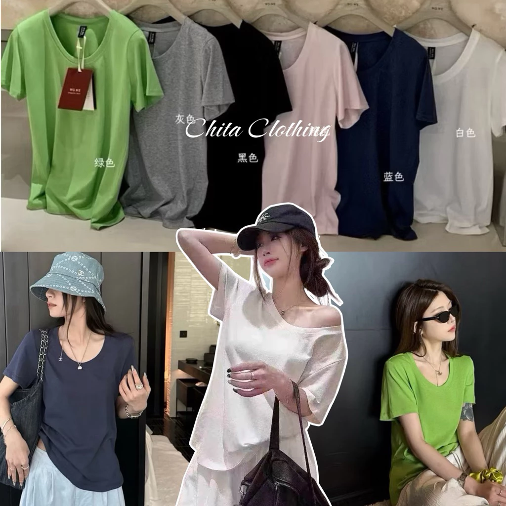 📍พร้อมส่ง📍8979 เสื้อคอยู แขนสั้น เนื้อผ้ายืดหยุ่นได้เยอะ งานสวย TAG:WG.WE 🇰🇷