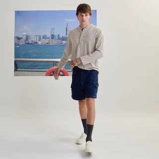 (ส่งด่วน กทม 4 ชม.) SLURBOYY Shorts Cargo Denim กางเกงยีนส์ขาสั้น ทรงคาร์โก้ (P0042)