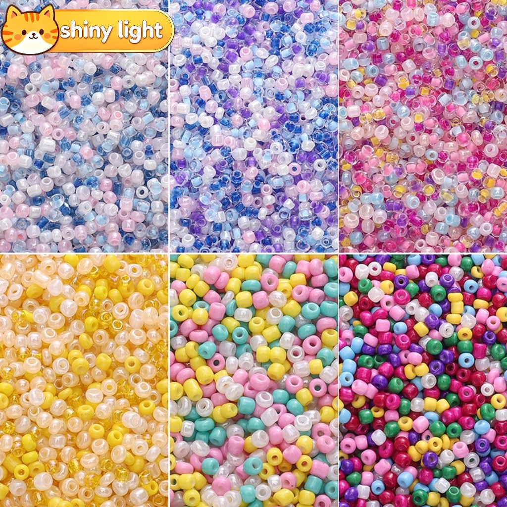 ลูกปัดแก้วเม็ดข้าวสีผสม 2 มม. 700 ชิ้นต่อแพ็ค อุปกรณ์ DIY ทำสร้อยข้อมือ สร้อยคอ เครื่องประดับ