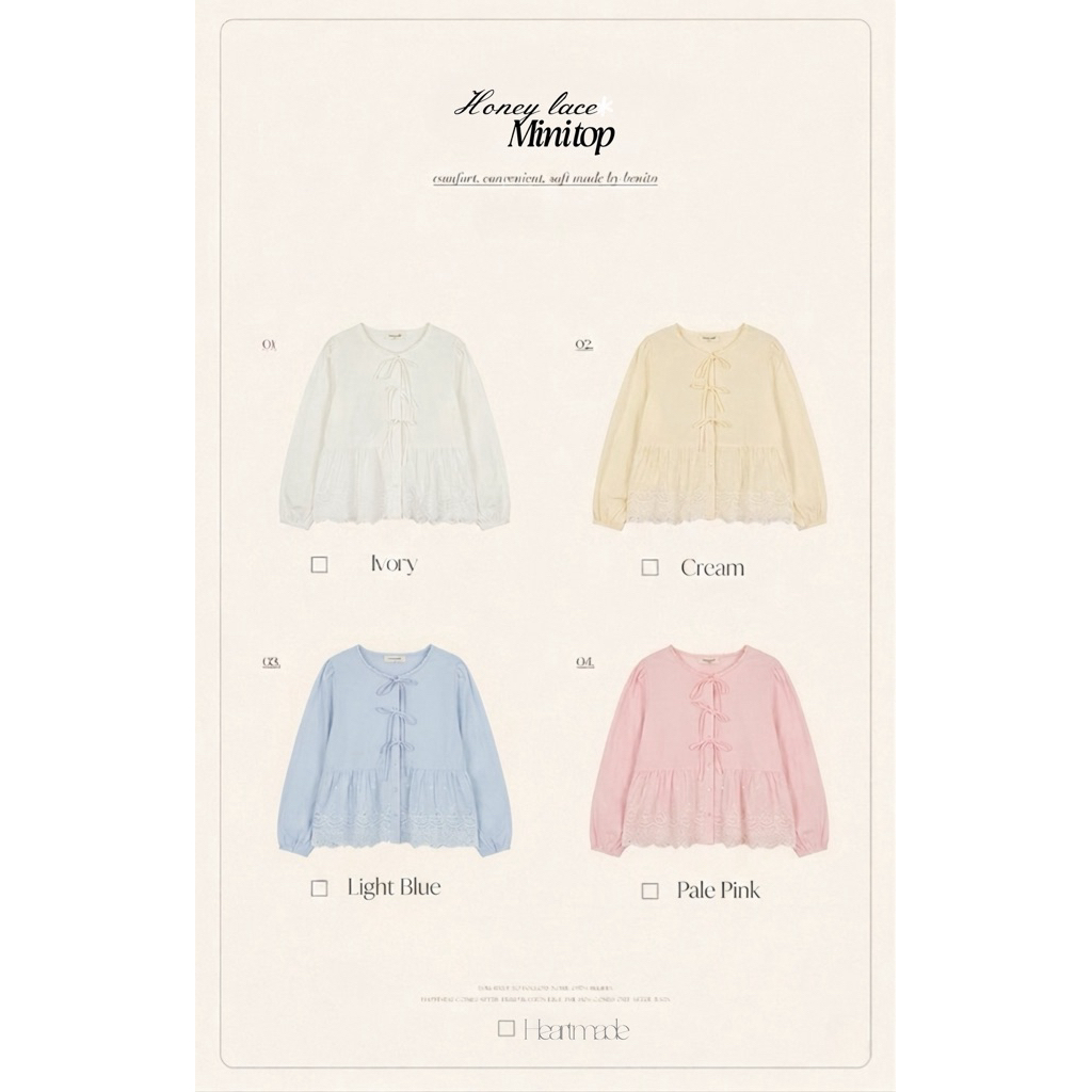 Heartmade—(รหัส158-1)Honey lace mini top🧸