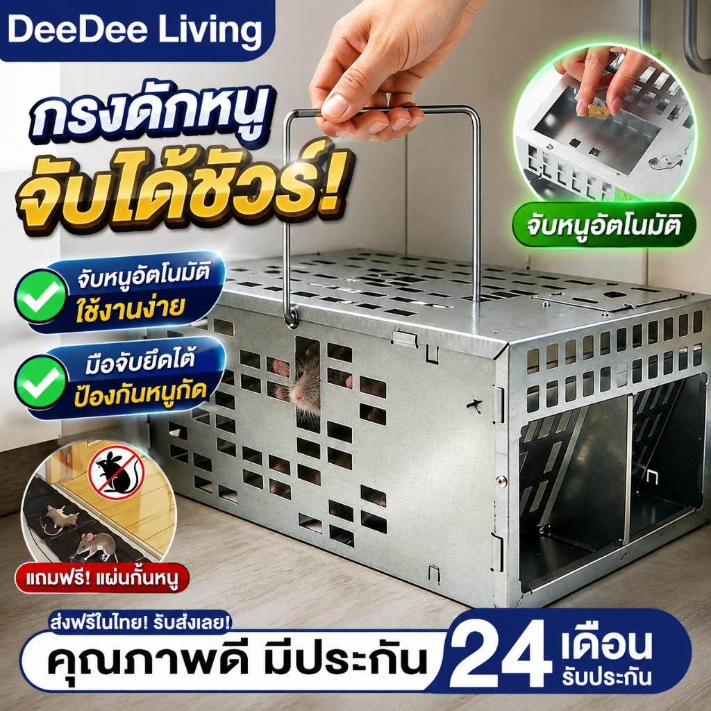 【แถมฟรี กับดักหนูกาว】DeeDee ใหม่ หนูพร้อมกรอบ กรงดักหนูสปริงคู่ กรงดักหนูฟาร์ม ที่ดักหนู โครงเหล็กหนา สีดำ แข็งแรงทนทาน