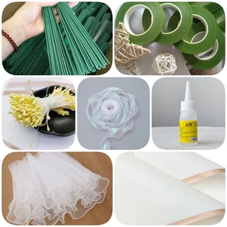 ก้านดอกไม้ทำมือ เครื่องประดับ ลวดกำมะหยี่ DIY เทปกาว/ก้านดอก/กาว/เกสรตัวผู้ ทำงานฝีมือ