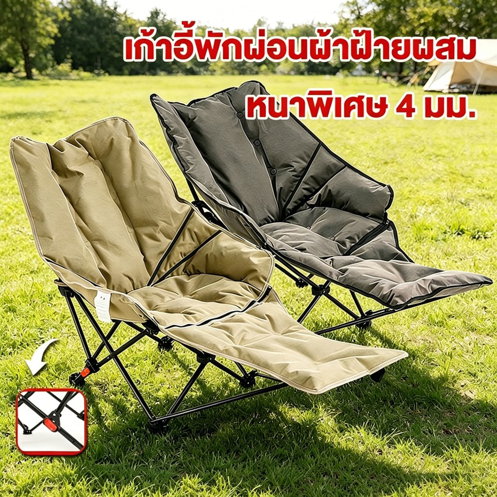 เก้าอี้แคมป์ปิ้ง รับน้ำหนักได้สูงสุด 300 กก. เก้าอี้เดินป่า ทำจากผ้าใบอ็อกซ์ฟอร์ด เก้าอี้พักผ่อนพับได้สำหรับใช้กลางแจ้ง