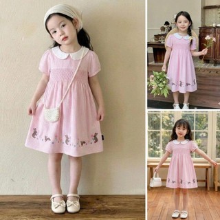 Hania kids - เดรสชมพูหวาน ลายกระต่ายในสวนดอกไม้ ใส่แล้วน่ารักเกินต้าน!  K5125586