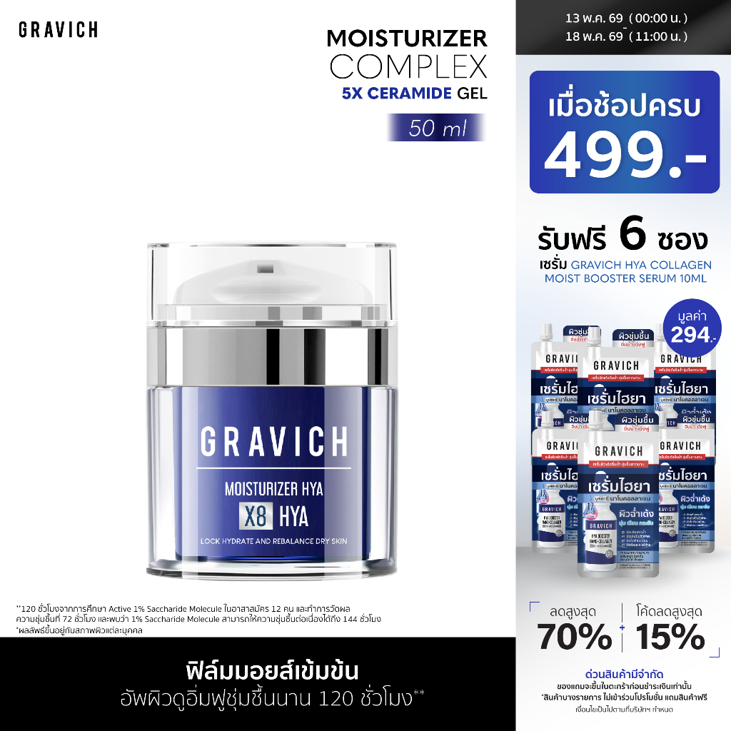 Gravich Moisturizer Complex 5X Ceramide Gel ฟิล์มมอยส์เข้มข้นสูตร เติม-ดึง-ล็อกความชุ่มชื้น