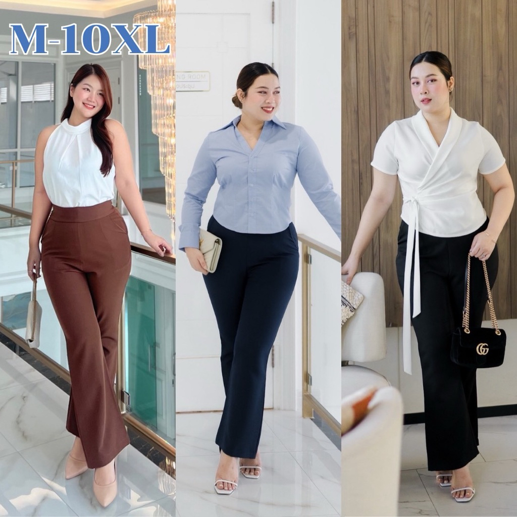 กางเกงขาม้า สาวอวบใส่แล้วขาเรียว M-10XL รุ่นSlim Flare