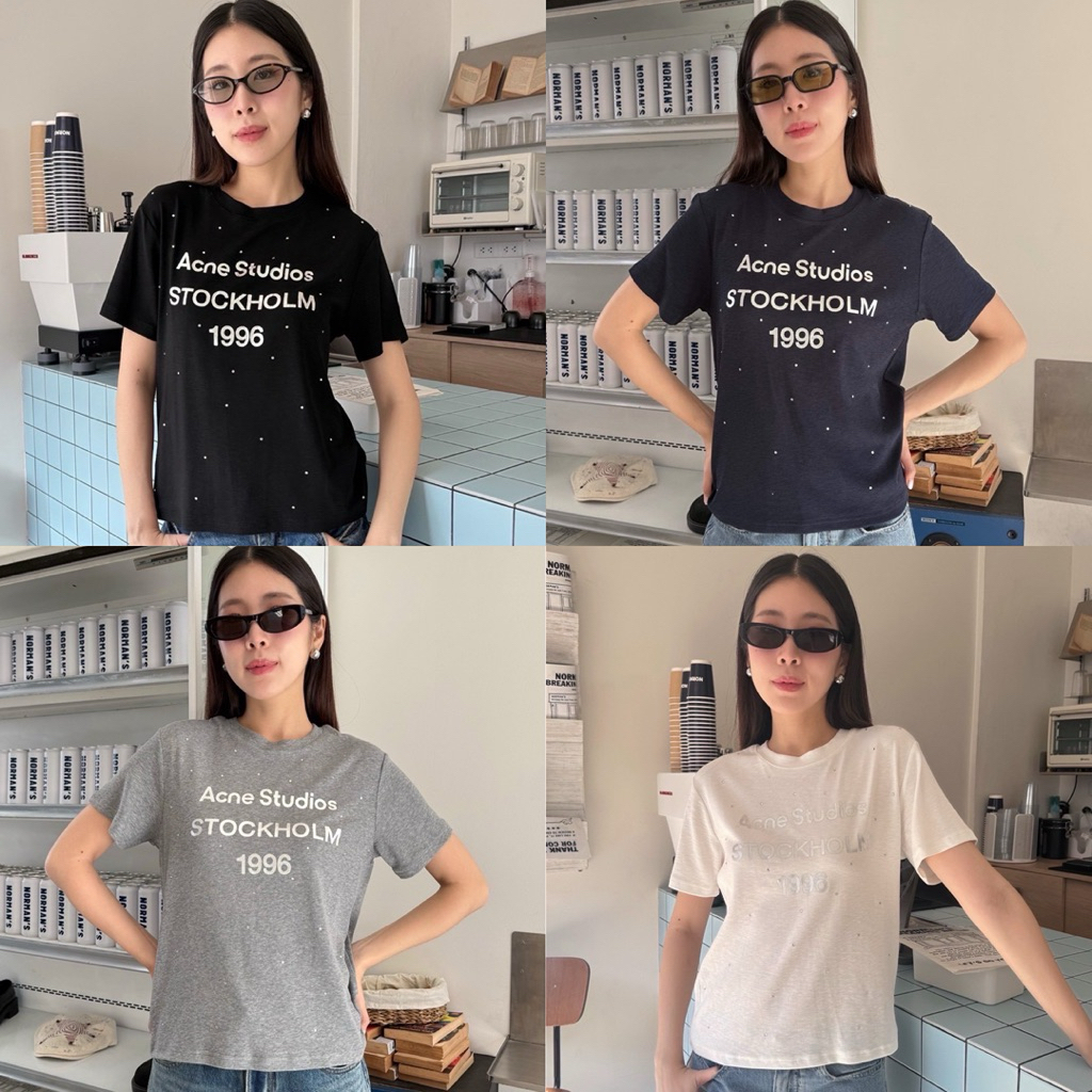Ac T-Shirt เสื้อยืดแบรนด์ดัง ดีเทลสกรีน ปักเพชร ผ้าสลาฟใส่สบาย น่ารักมากกก ชนช็อป