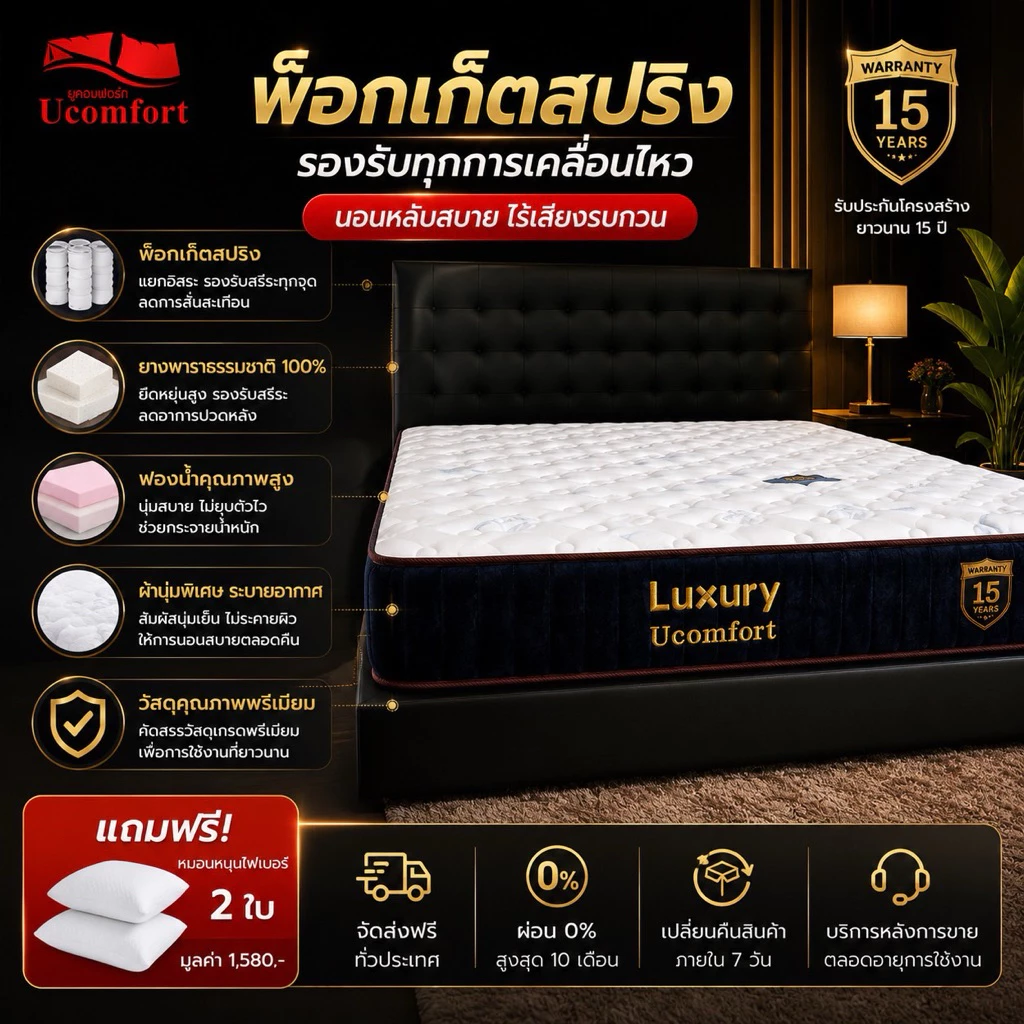 ที่นอน UCOMFORT รุ่น Luxury Pocket Spring พ็อกเก็ตสปริงเสริมยางพารา thumbnail 4