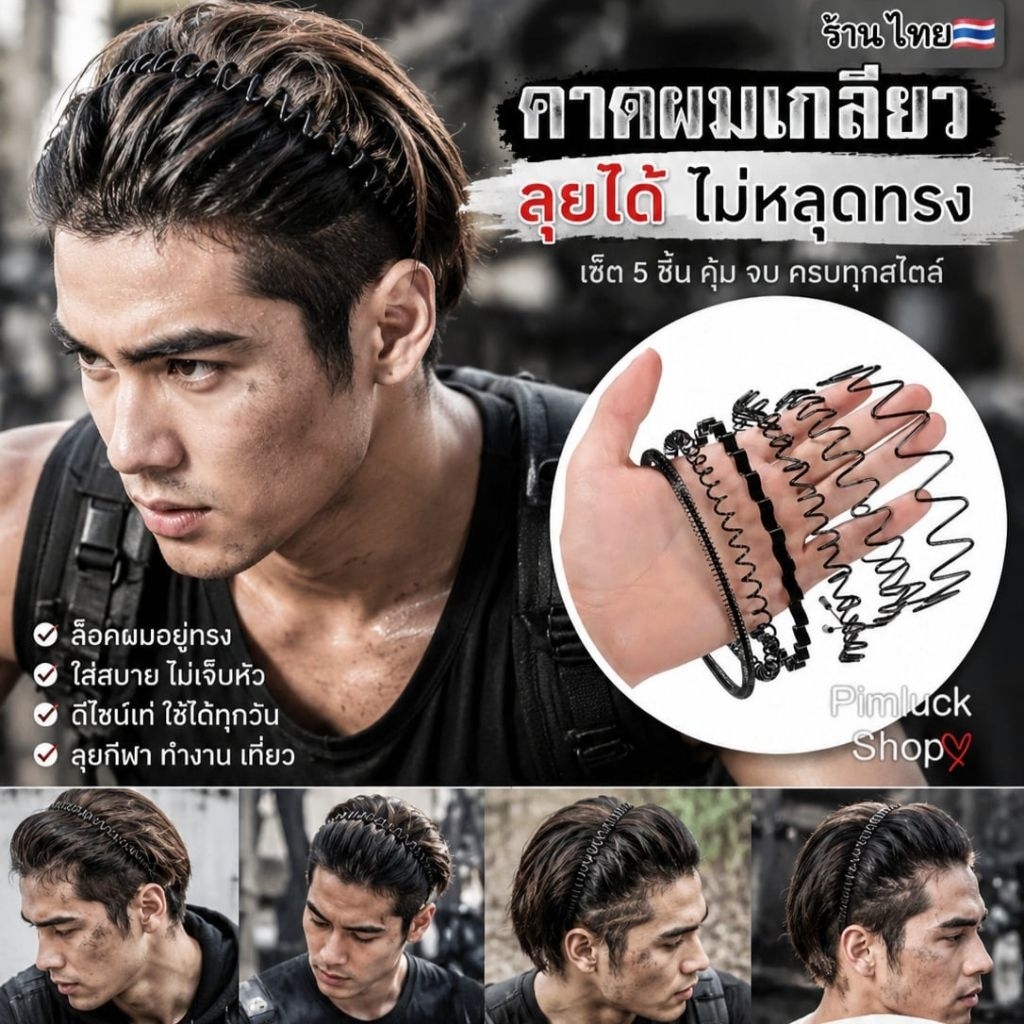 พร้อมส่งร้านไทย🇹🇭คาดผมเหล็ก ที่คาดผมโลหะสีดำ สปริง และแบบหวีเสียบ Hair band คาดผมผู้ชาย