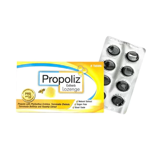 [1แผง/8เม็ด] Propoliz Extherb Lozenge เม็ดอมโพรโพลิซ เอ็กซ์เฮิร์บ พลังจากสารสกัดธรรมชาติ ช่วยบรรเทาอาการเจ็บคอ