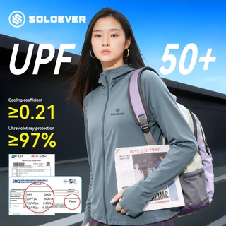 SOLOEVER เสื้อกันแดด UPF50+ เสื้อคลุมกันแดด เสื้อเย็น มีหมวกกันแดด ซิปปิดหน้า