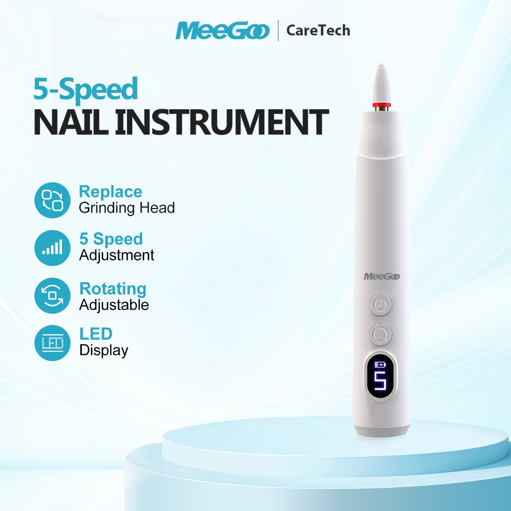 MeeGoo เครื่องทำเล็บอเนกประสงค์ไร้สาย Nail Instrument ปรับ 5ระดับ หน้าจอจิทัล ขจัดผิวตาย ถอดเล็บปลอม