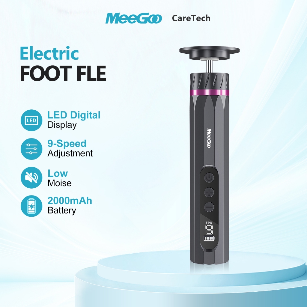 MeeGoo Electric Foot Callus Remover เครื่องขัดเท้าไฟฟ้า 9 ระดับ มอเตอร์แรง แก้ส้นเท้าแตก ชาร์จ Type-C
