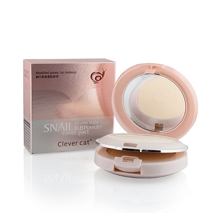 ส่งเร็วค่ะ Clever Cat แป้งหอยทาก 2 ชั้่น Snail B.B Powder Cover Pact แป้งเนื้อเนียน 8457
