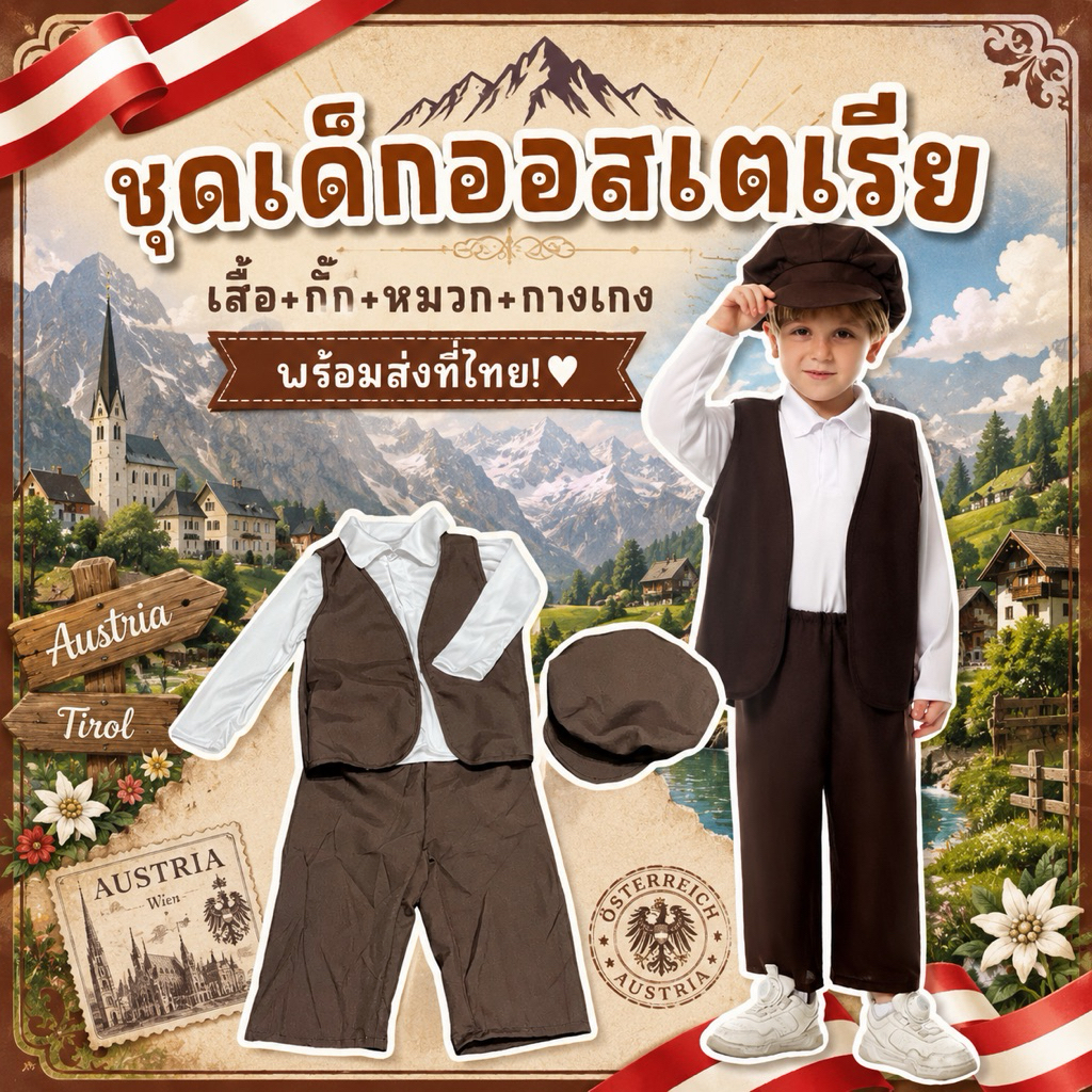 ชุดนานาชาติเด็ก ชุดออสเตรเลียเด็ก australian victorian colonial boy australia costume (FANCY488)