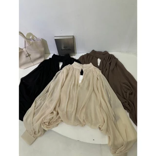 M2151 เสื้อชีฟองคอปีนแต่งระบาย เรียบหรู ดูแพง สไตล์ลูกคุณ ยกระดับลุคของคุณให้ดูแพงกว่าใคร