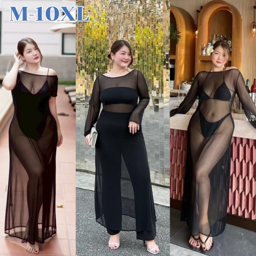 เดรสซีทรู คลุมบิกินี่ มีsizeถึง10XL รุ่น Sunny (เฉพาะเดรสตัวนอก)
