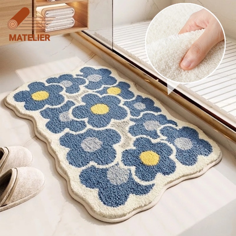MATELIER พรม พรมเช็ดเท้า พรมห้องน้ํา พรมปูห้องน้ำ ขนแกะเทียม ดูดซับน้ำได้ดี กันลื่น แบบน่ารัก ตกแต่งห้องน้ํา 40*60ซม.