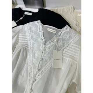 M2147 เสื้อเบล้าส์ลูกไม้ ลุคคุณหนู สวยหรูดูแพง อัปเกรดลุคให้ดูละมุนด้วยดีไซน์งานฉลุลูกไม้สุดประณีต