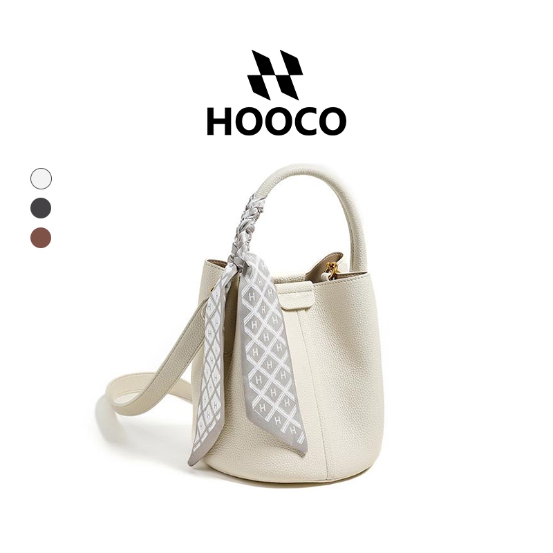HOOCO ถังบักเก็ต กระเป๋าแฟชั่นผู้หญิง กระเป๋าสะพายข้าง กระเป๋าใช้งานได้จริง หนังนุ่มคุณภาพดี
