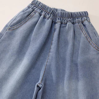 Hania kids พร้อมส่ง กางเกงยีนส์เด็กหญิงโทนฟ้า ใส่สบาย เทรนด์เกาหลี K5135716