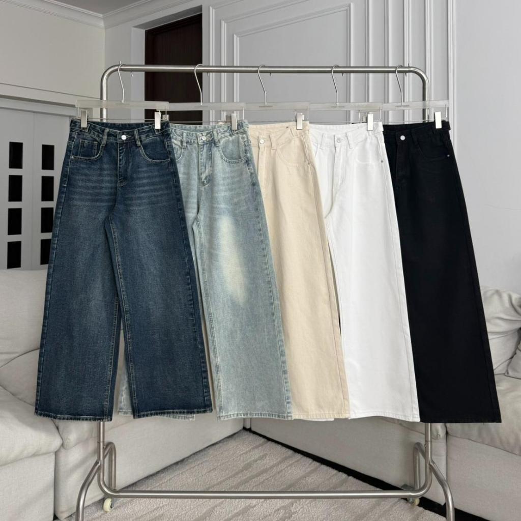 PTJ30351 Sway Button Jeans กางเกงยีนส์เอวสูงแต่งกระดุมเอว PROMTHONG (ปรับได้)