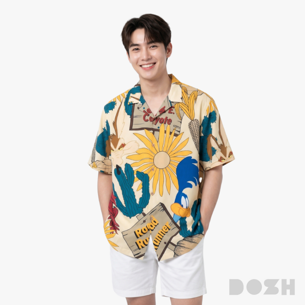 DOSH MEN'S HAWAII LOONEY TUNES เสื้อเชิ้ตฮาวาย DLTMS5005-CR (S-L)