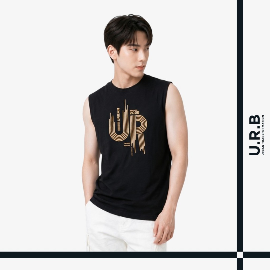 URBAN : MEN'S GRAPHIC SLEEVELESS TEE เสื้อเเขนกุดผู้ชาย ลายกราฟิก รุ่น 1UTMT5120 สี Black - แบล็ค