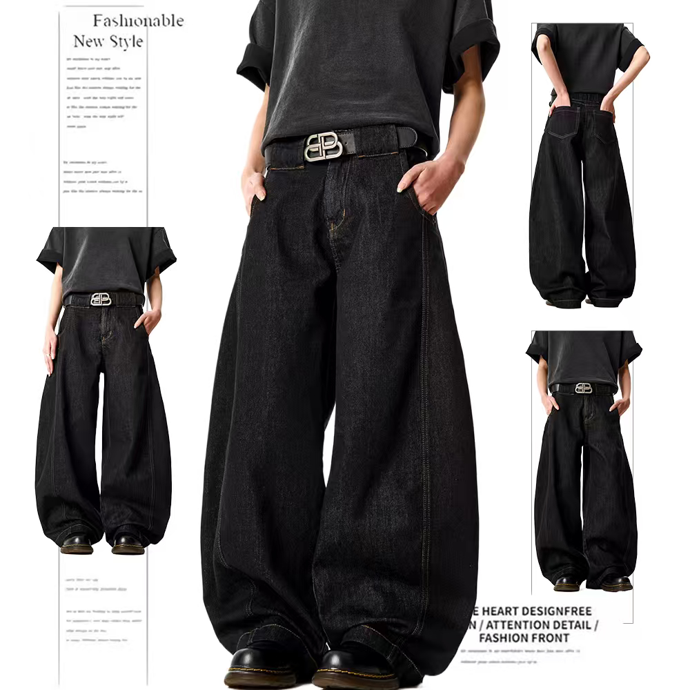 กางเกงยีนส์ผู้ชาย กระบอกใหญ่ หลวมสบายๆคุณภาพสูงสไตล์ กางเกงยีนส์ baggy jeans สไตล์เกาหลี ทรงหลวม แมทช์ง่ายมาก