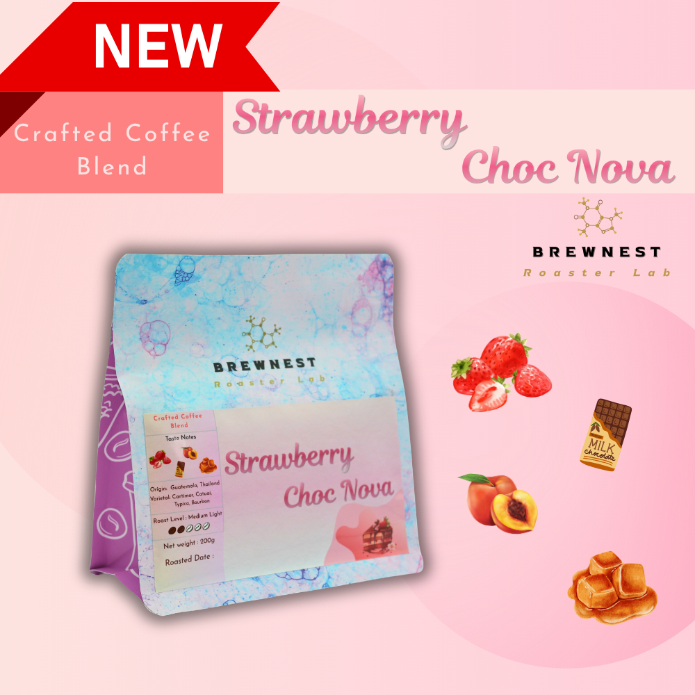เมล็ดกาแฟคั่ว Strawberry Choc Nova Blend Coffee | Medium Light Roast | Strawberry • Chocolate | BREWNEST Roaster Lab