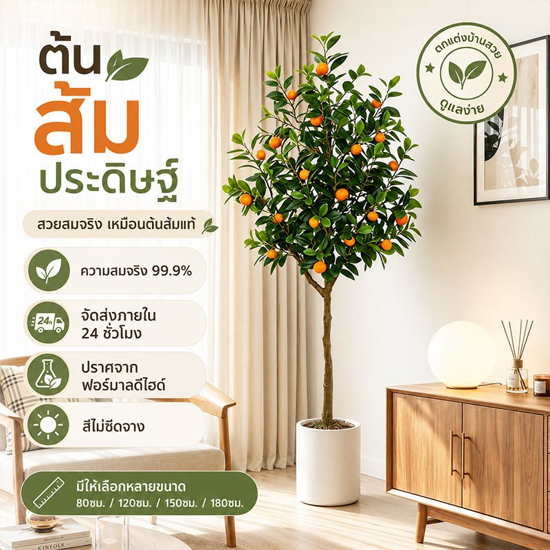 สั่งแล้วฟรีกระถางดอกไม้ ต้นส้มปลอม ต้นไม้ปลอม ไม่ต้องบำรุงรักษาต้นส้มมงคลปลอม แต่งบ้านรับทรัพย์ คาเฟ่ 80/120/150/180CM