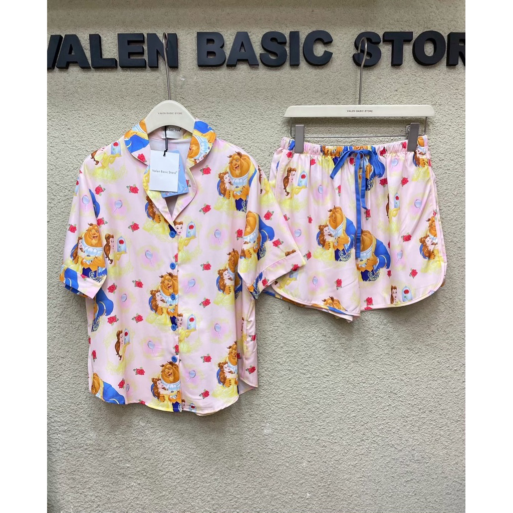 พร้อมส่ง ❗️ชุดนอนวาเลน valen แขนสั้นขาสั้น รุ่นเชือก ผ้านุ่มลื่นใส่สบาย