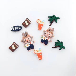 เครื่องประดับรองเท้า.Jibbilz Charms สำหรับรองเท้าชายหาด ลายดอกไม้และผีเสื้อพร้อมชุดกระเป๋าแบบแมว