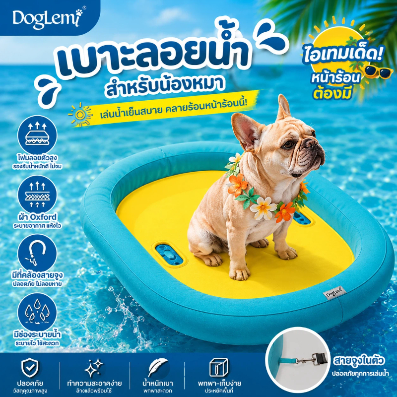 【Doglemi】เตียงลอยน้ำสัตว์เลี้ยง สำหรับหมาแมว เบาะลอยน้ำสุนัข กันน้ำ แห้งเร็ว ใช้เล่นน้ำหน้าร้อน